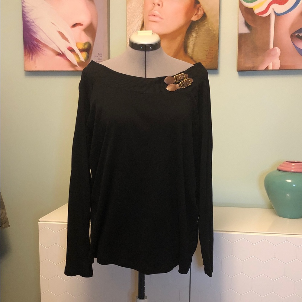 Ralph Lauren Black Buckle Detail Blouse